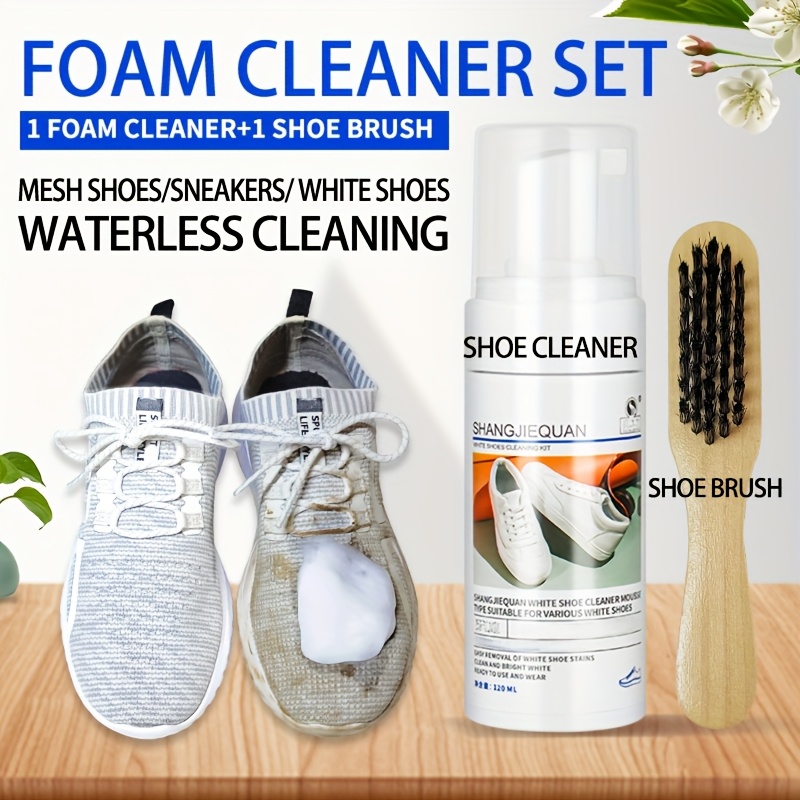 Sneaker Care Foam - [Waterless Stain Remover] น้ํายาทําความสะอาดรองเท้ากีฬาพร้อมแปรง,รองเท้าผ้าใบตาข่ายและรองเท้าสีขาวโฟมมูส,น้ําคราบRemover 120ml