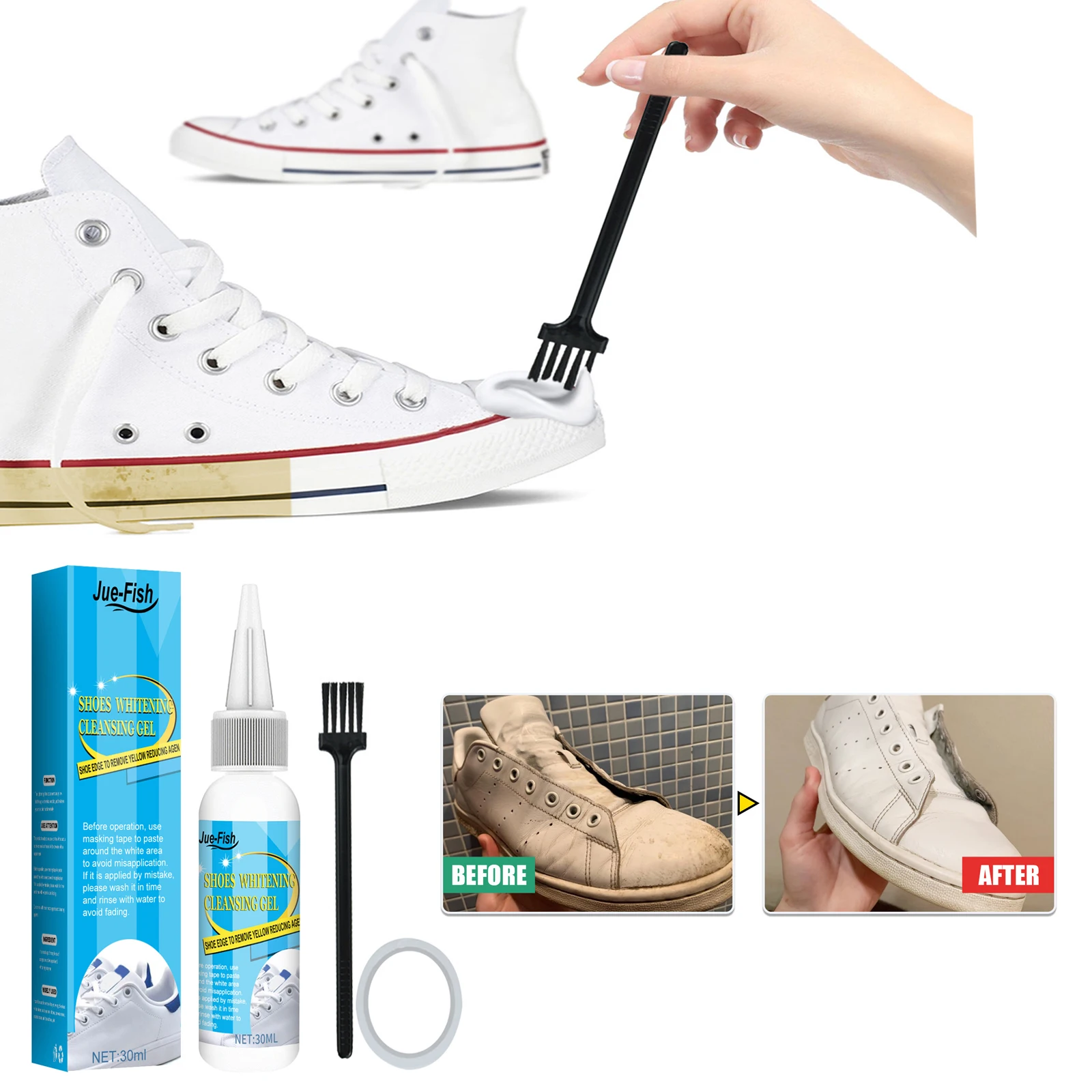 Sneaker Cleaning Kit - ชุดทำความสะอาดรองเท้าสีขาวน้ำยาล้างคราบเจลล้างรองเท้ารองเท้าทำความสะอาดทำให้ขาวขอบสีเหลืองทำความสะอาดรองเท้า