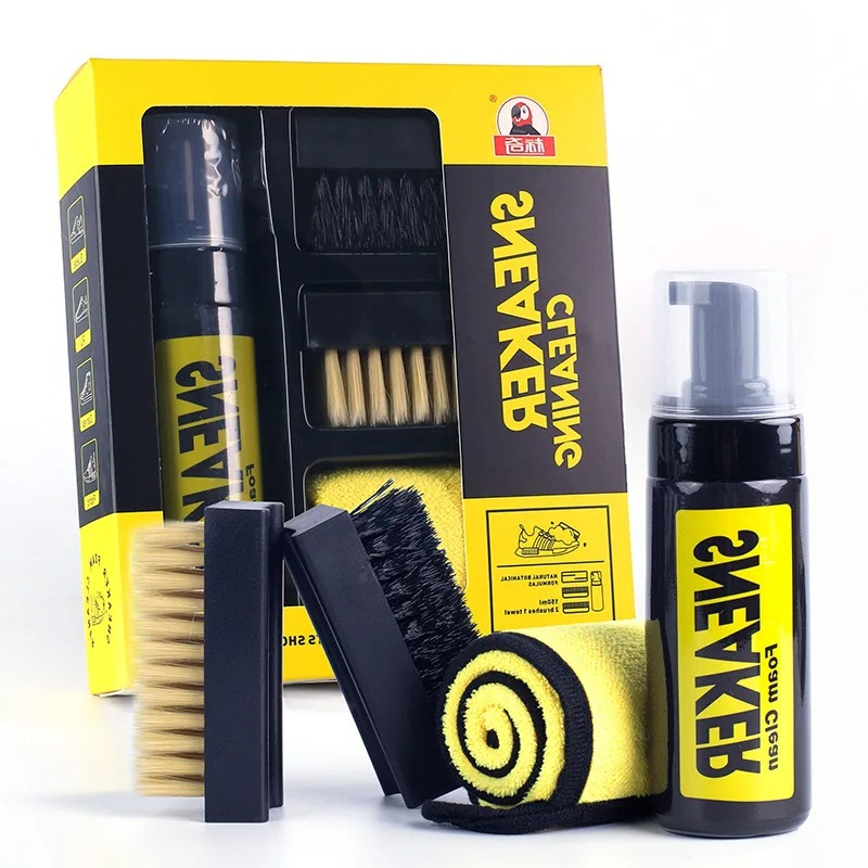 Sneaker Cleaning Kit - ชุดทําความสะอาดรองเท้าผ้าใบโฟมไร้น้ํา 150 มล. พร้อมแปรงและผ้าสําหรับรองเท้าสีขาวรองเท้าหนังนิ่มซักแห้ง
