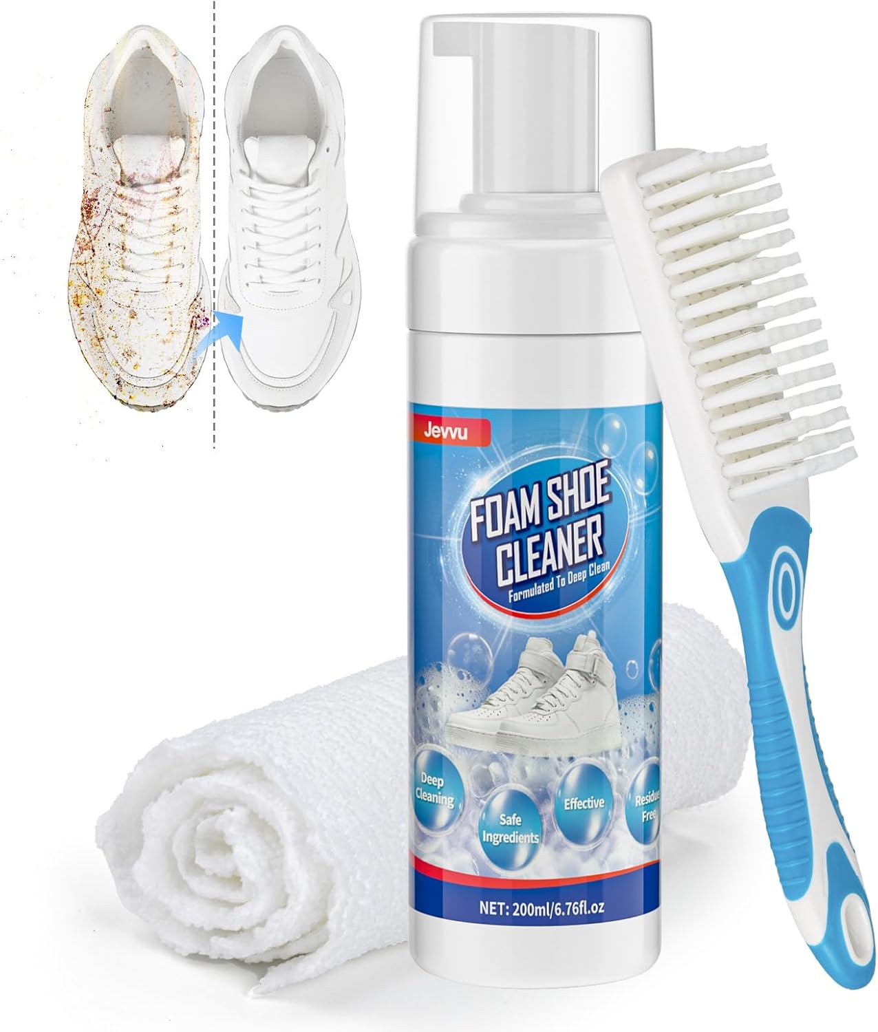 Sneaker Cleaning Kit - โฟมทำความสะอาดรองเท้าสำหรับขจัดคราบและสิ่งสกปรก ชุดทำความสะอาดรองเท้าผ้าใบพร้อมแปรงสำหรับรองเท้าสีขาว