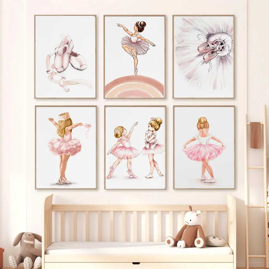 Waterproof Spray Shoe - สีน้ําบัลเล่ต์สาวรองเท้า Crown Rainbow Love Nursery Wall